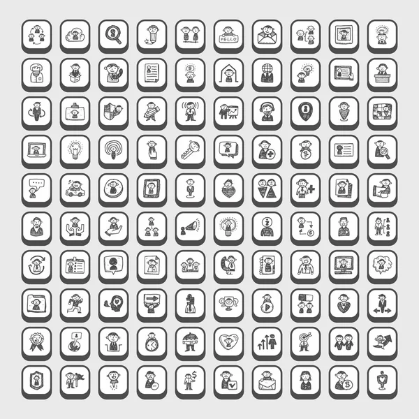 Garabato personas iconos — Archivo Imágenes Vectoriales