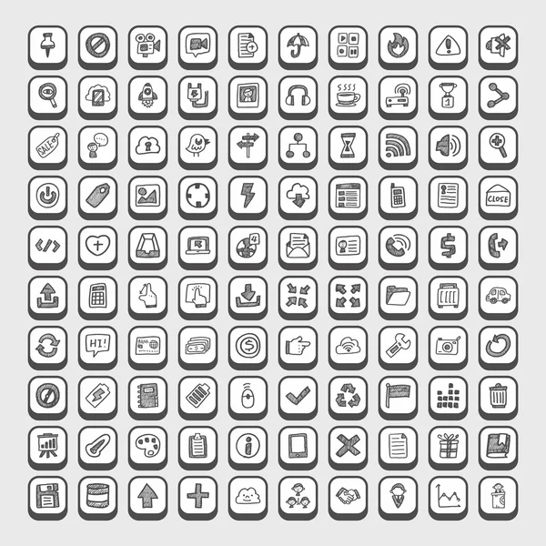 Doodle web pictogrammen — Stockvector