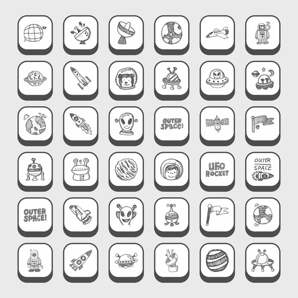Doodle utrymme ikoner — Stock vektor