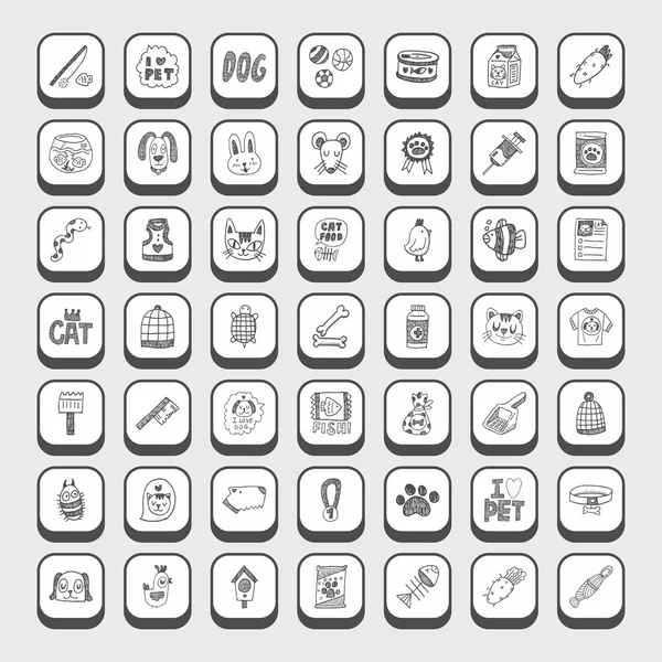 Doodle pet icons — Stock Vector