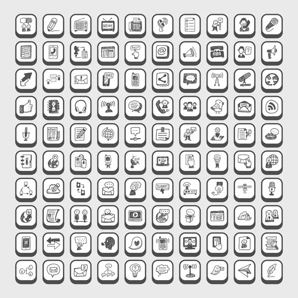 Iconos de comunicación doodle — Archivo Imágenes Vectoriales