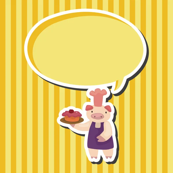 动物猪厨师卡通主题元素 — 图库矢量图片