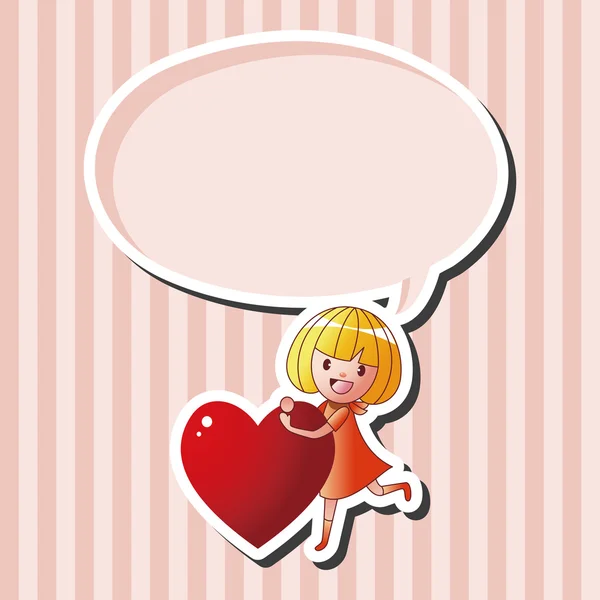 Niño pequeño con elementos temáticos del corazón — Vector de stock