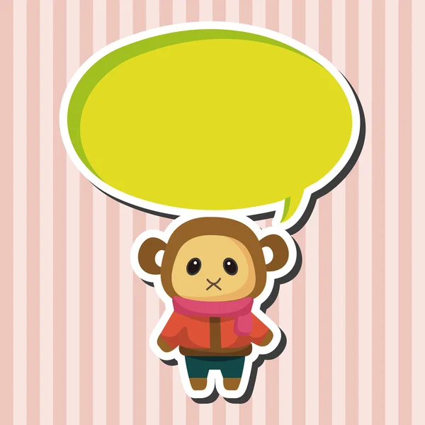 Animal monkey winter cartoon theme elements — Stock Vector