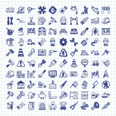 Doodle inşaat simgeler