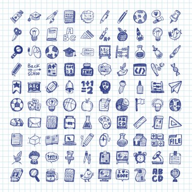 Doodle okul simgeler