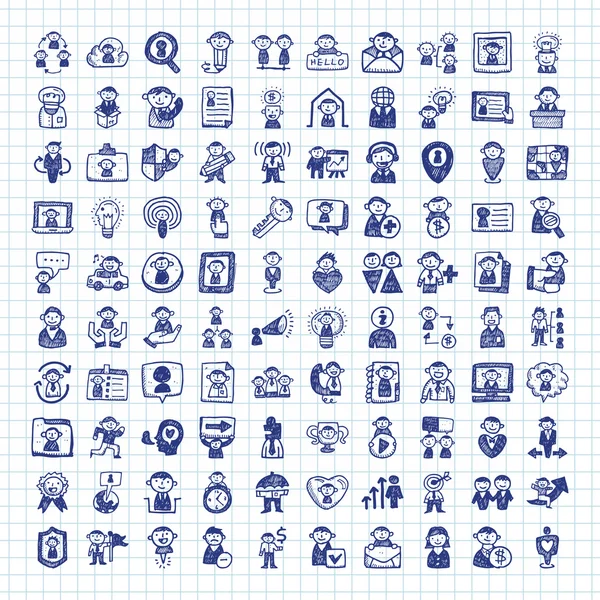 Doodle lidé ikony — Stockový vektor