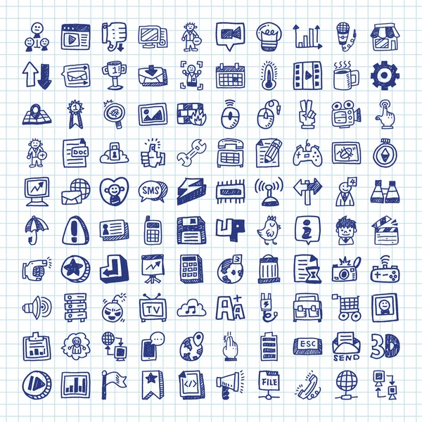 Doodle iconos web — Vector de stock