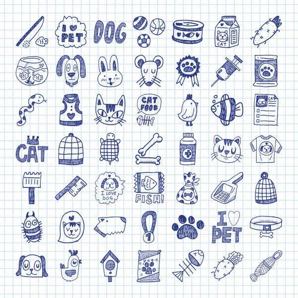 Doodle pet icons — Stock Vector