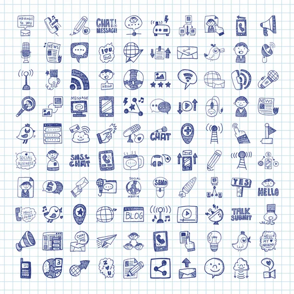 Icônes de communication doodle — Image vectorielle