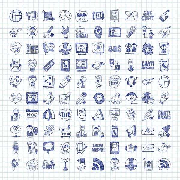 Doodle communication icons — Stock Vector