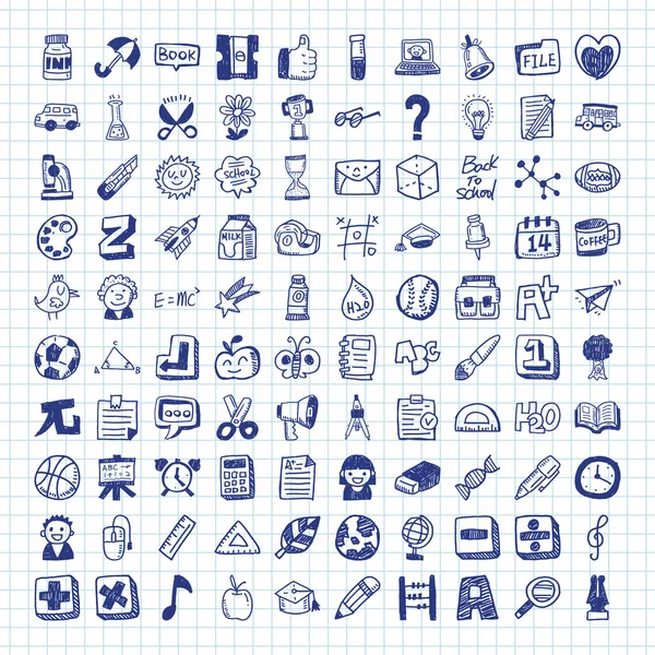 Doodle iconos de la escuela — Vector de stock