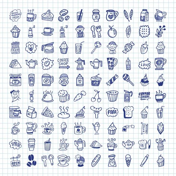 Icônes de café doodle — Image vectorielle