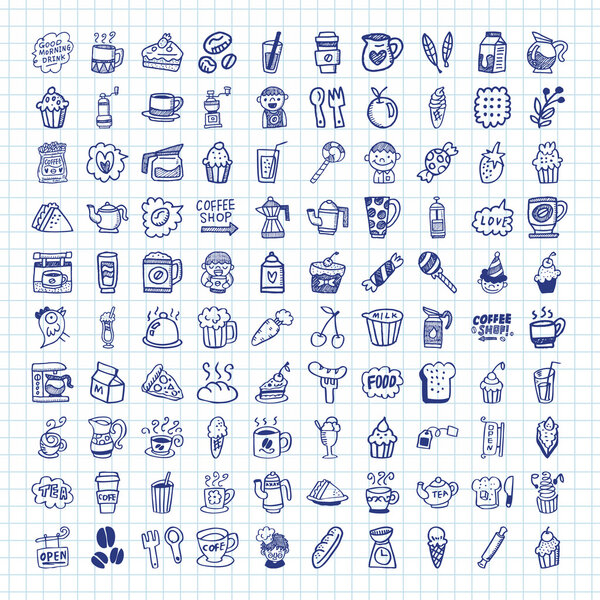 doodle coffee icons