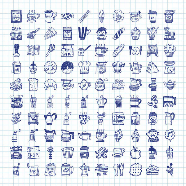 doodle coffee icons