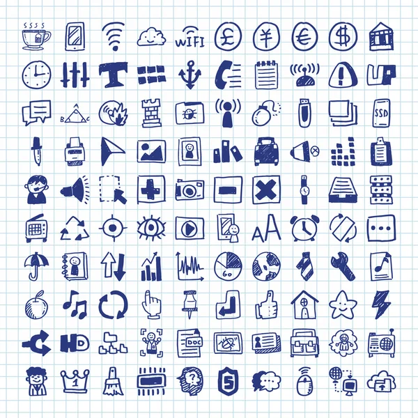 Doodle iconos web — Vector de stock