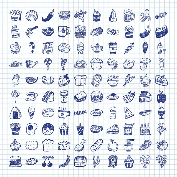 Doodle icônes alimentaires — Image vectorielle