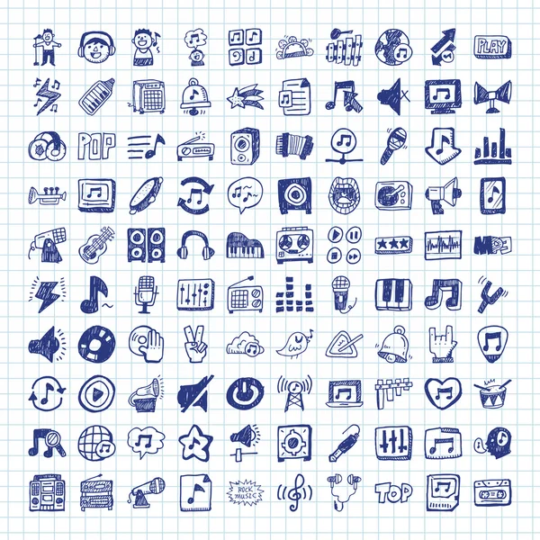 Doodle music icons — Stock Vector