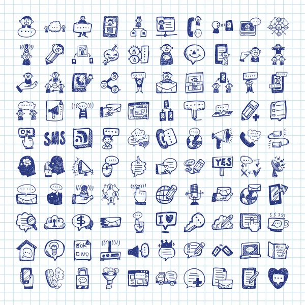 Icone di comunicazione doodle — Vettoriale Stock