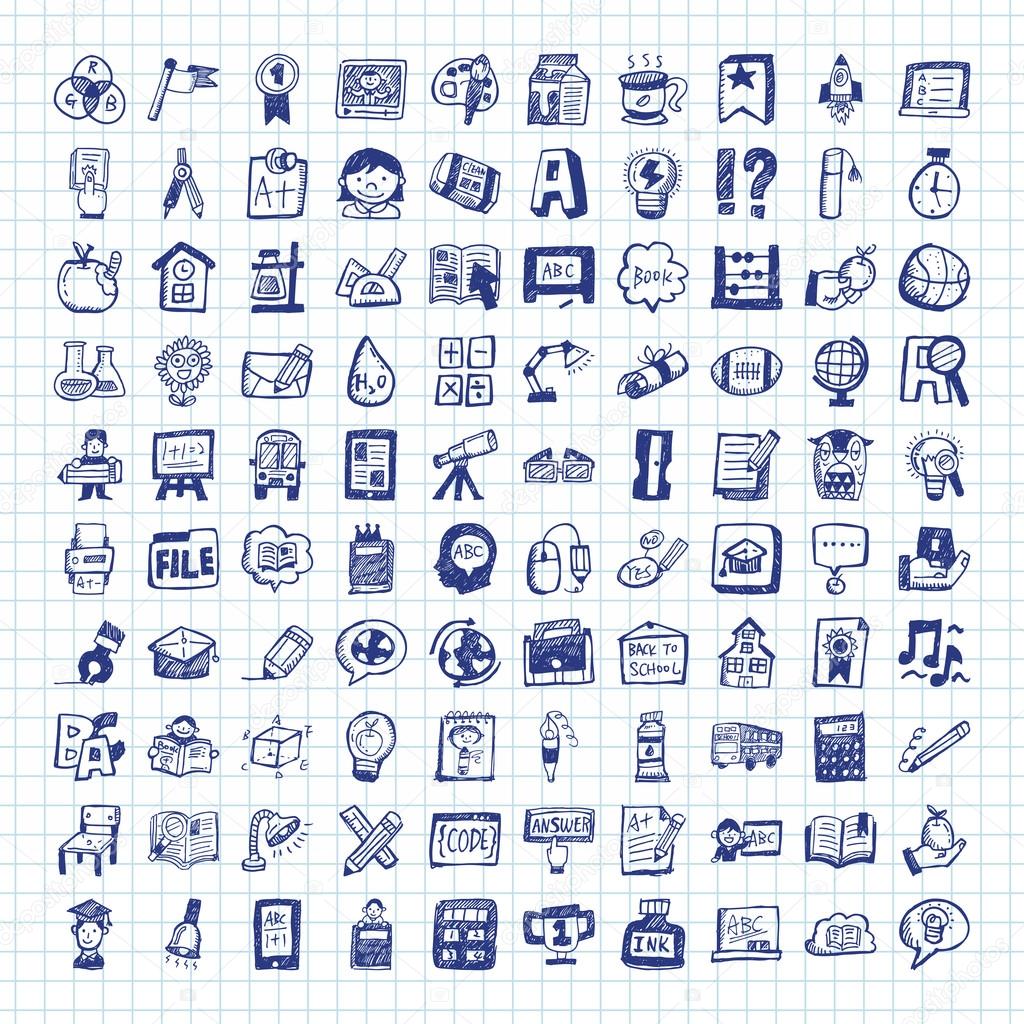 doodle school icons