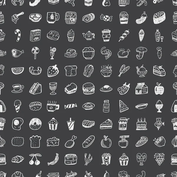 Doodle food, fundo padrão sem costura — Vetor de Stock