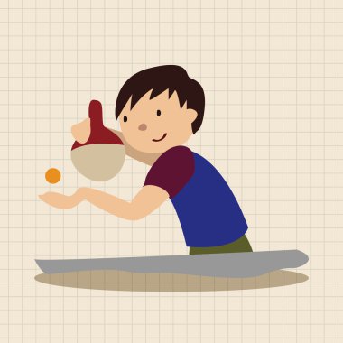 Spor Masa Tenisi atlet düz simgesi öğeleri arka plan, eps10