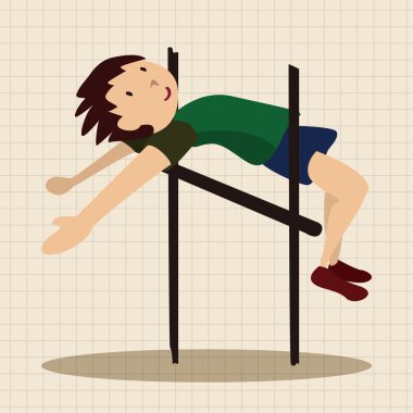 spor yüksek atlama atlet düz simgesi öğeleri arka plan, eps10