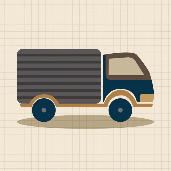 Camion de transport éléments icône plat fond, eps10 — Image vectorielle