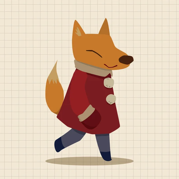 Winter animal fox flat icon elements background,eps10 — Stock Vector
