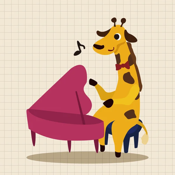 Animal musical girafa plana ícone elementos fundo, eps10 —  Vetores de Stock