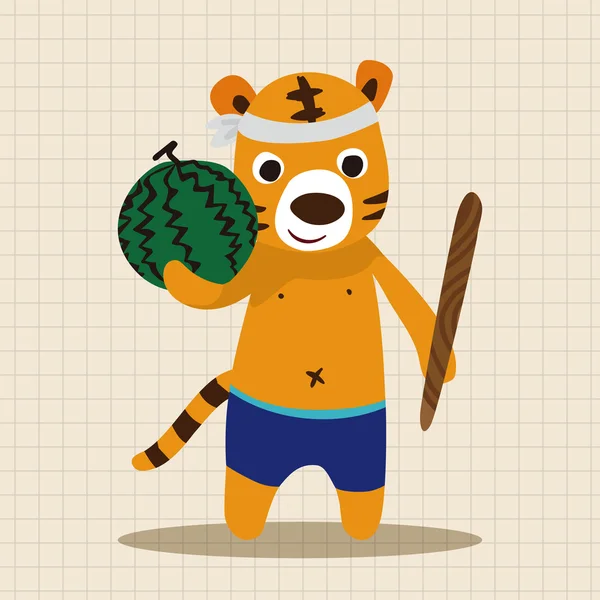 Sommer Tier Tiger flache Symbolelemente Hintergrund, Eps10 — Stockvektor