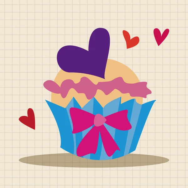 Aftelkalender voor Valentijnsdag cupcake platte pictogram elementen achtergrond, eps10 — Stockvector