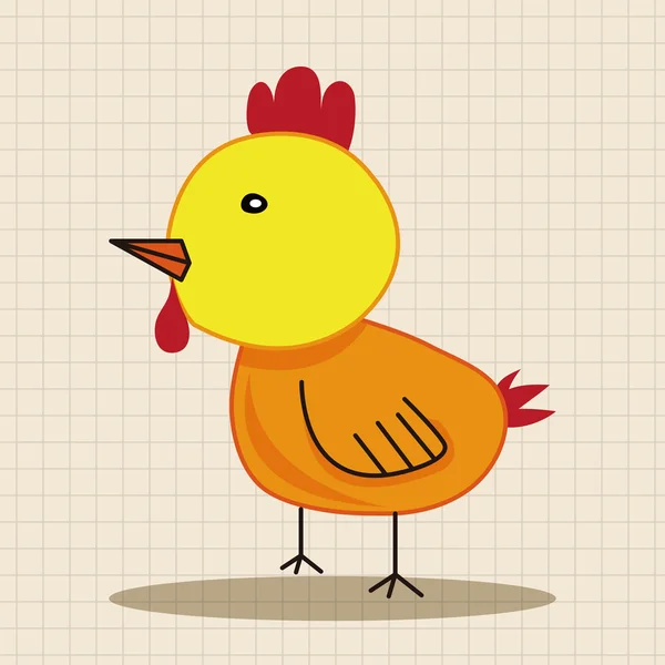 Στοιχεία θέμα κινούμενα σχέδια ζώων κοτόπουλο — Διανυσματικό Αρχείο