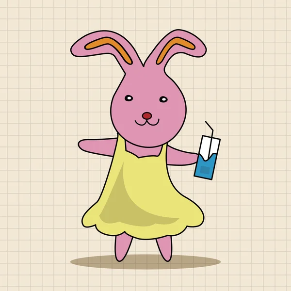 Animal rabbit summer cartoon theme elements — Stock Vector
