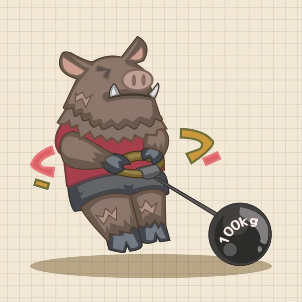 Cinghiale animale facendo sport elementi a tema cartone animato — Vettoriale Stock