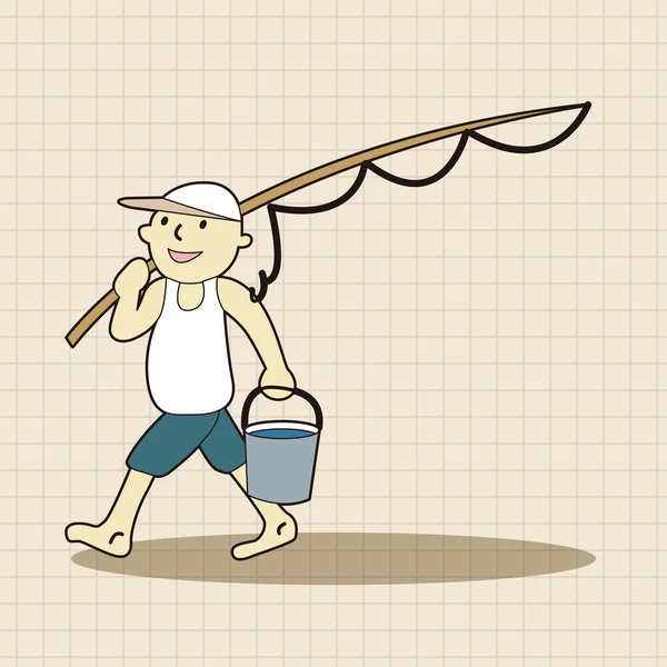 渔夫卡通主题元素图标元素 — 图库矢量图片