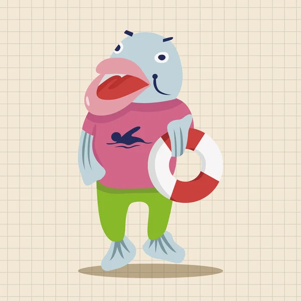 Zvířecí ryb letní karikatura téma prvky ikonu prvek — Stockový vektor