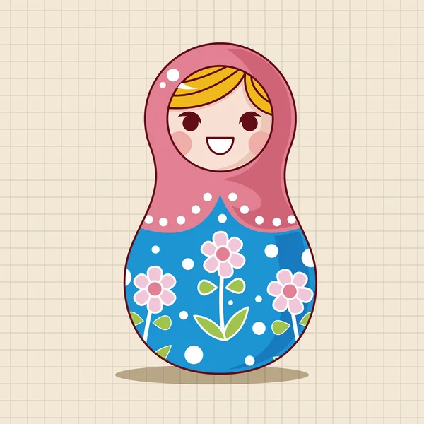 Matryoshka , Russian traditional wooden doll, vector pattern, el icon element — Stock Vector