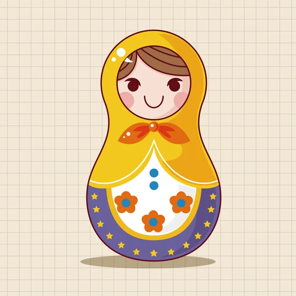 娃，俄罗斯传统的木制娃娃，矢量花纹，el 图标元素 — 图库矢量图片