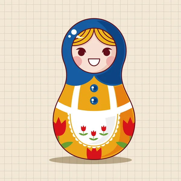 Matryoshka, Ρωσική παραδοσιακή ξύλινη κούκλα, διάνυσμα μοτίβο, el εικονίδιο στοιχείο — Διανυσματικό Αρχείο