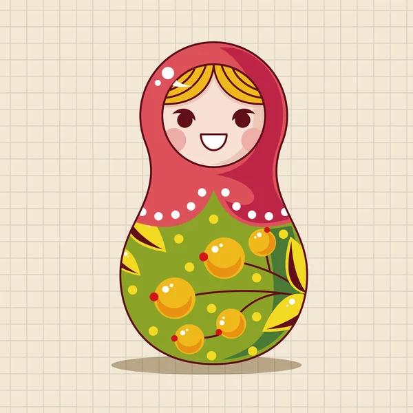 Matryoshka, Ρωσική παραδοσιακή ξύλινη κούκλα, διάνυσμα μοτίβο, el εικονίδιο στοιχείο — Διανυσματικό Αρχείο