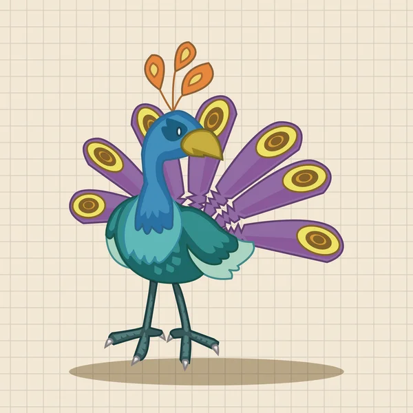 Fågel peacock tecknad tema element vektor, EPS-ikonen element — Stock vektor