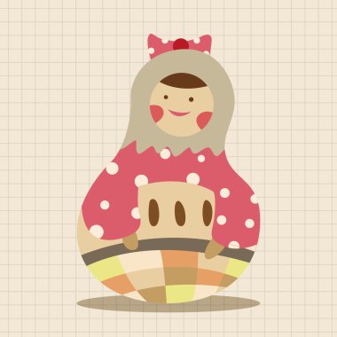 Matryoshka, Rus geleneksel ahşap oyuncak, vektör desen, el simgesi öğesi