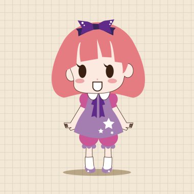 Kız çizgi film Tema öğeleri vektör, eps simgesi öğesi