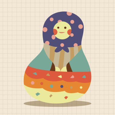 Matryoshka, Rus geleneksel ahşap oyuncak, vektör desen, el simgesi öğesi