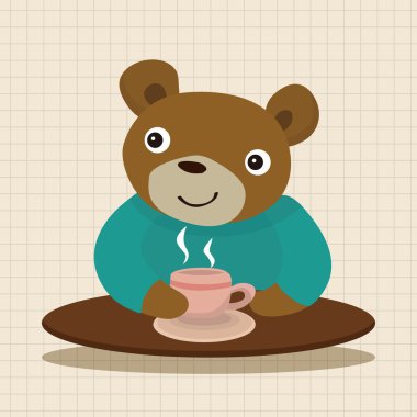 öğleden sonra çay Tema öğeleri simge elemana sahip olan hayvan ayı