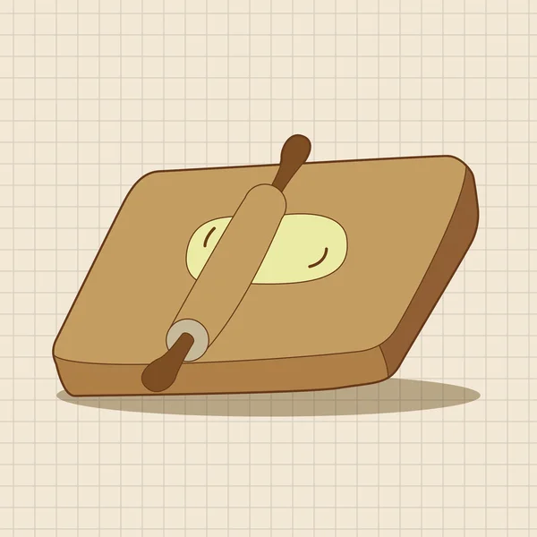 Ustensiles de cuisine planche à découper et rouleau éléments thème élément vectoriel icône — Image vectorielle