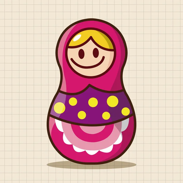 Matryoshka , Russian traditional wooden doll, vector pattern, el icon element — Stock Vector