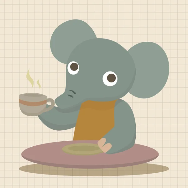 Animal éléphant ayant après-midi thé éléments thème icône élément — Image vectorielle