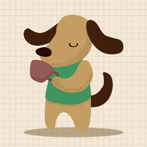 Animal perro teniendo tarde té tema elementos icono elemento — Vector de stock